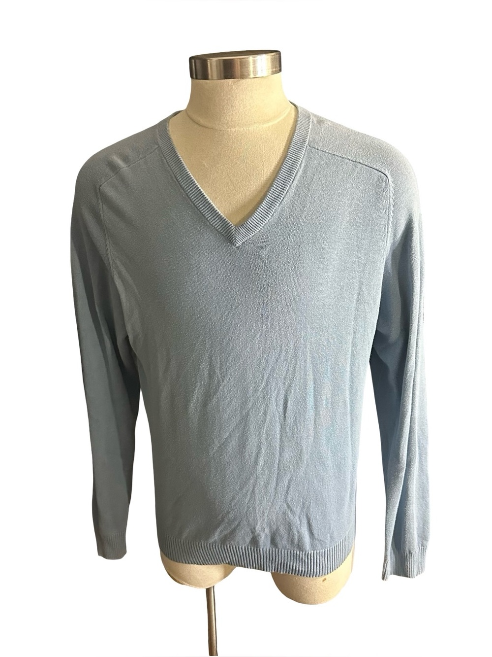 American Eagle Vintage Slim Fit V-Neck Cotton Sweater Mens Size XL Light Blue